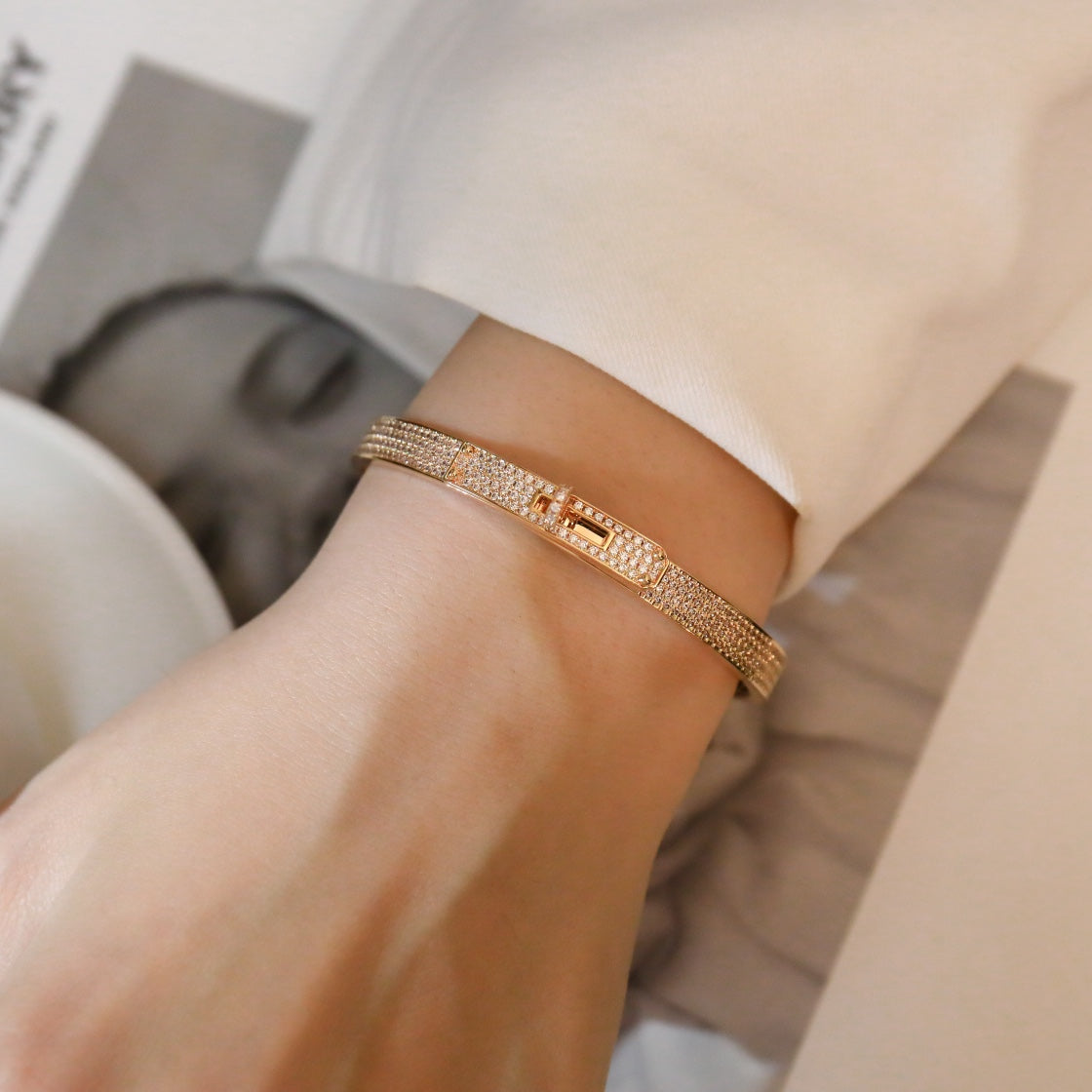[✨ROSE💎]KELLY BRACELET DIAMOND PAVED