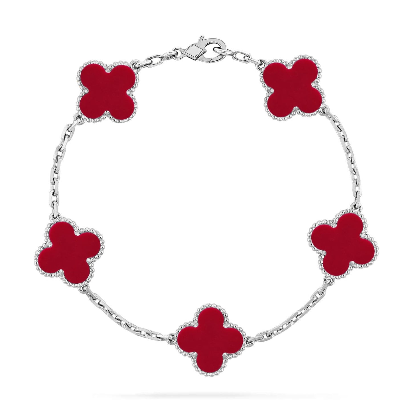 [✨ROSE💎] CLOVER 5 MOTIF RED CORNELIAN BRACELET COLLECTION