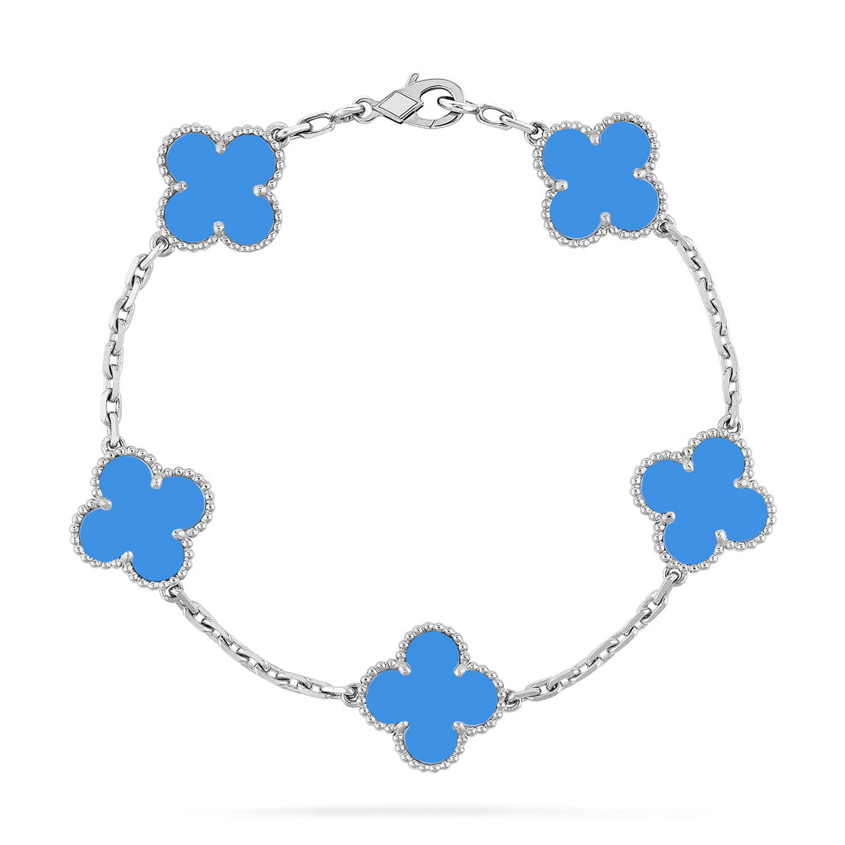 [✨ROSE💎] CLOVER 5 MOTIF BLUE AGATE BRACELET COLLECTION