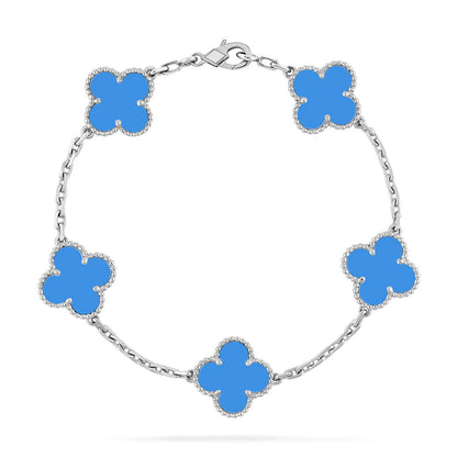 [✨ROSE💎] CLOVER 5 MOTIF BLUE AGATE BRACELET COLLECTION