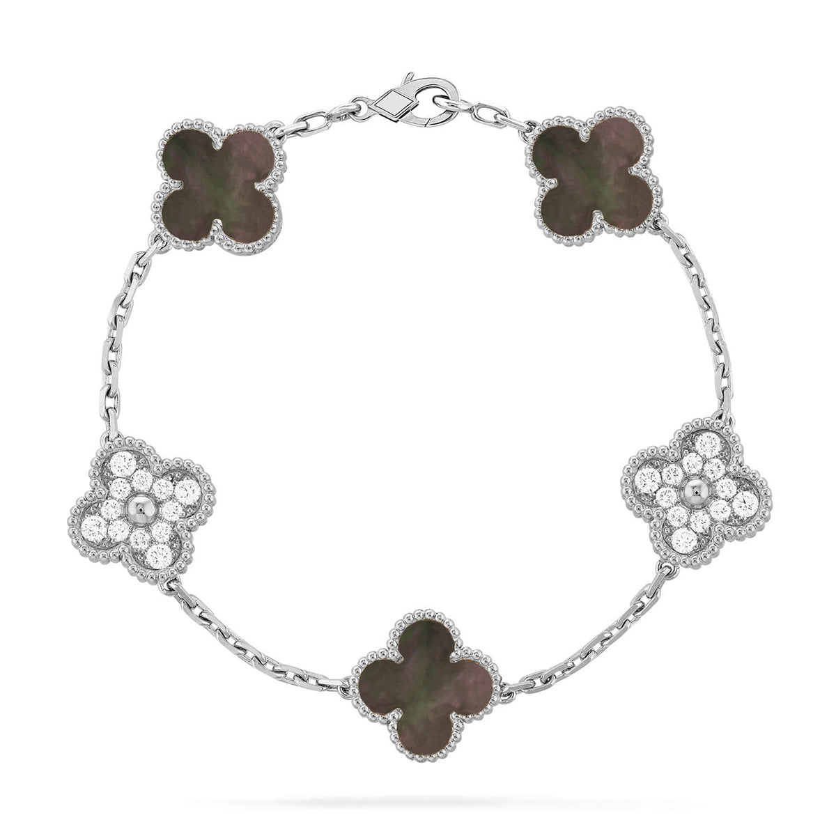 [✨ROSE💎] CLOVER 5 MOTIF GRAY MOP BRACELET COLLECTION