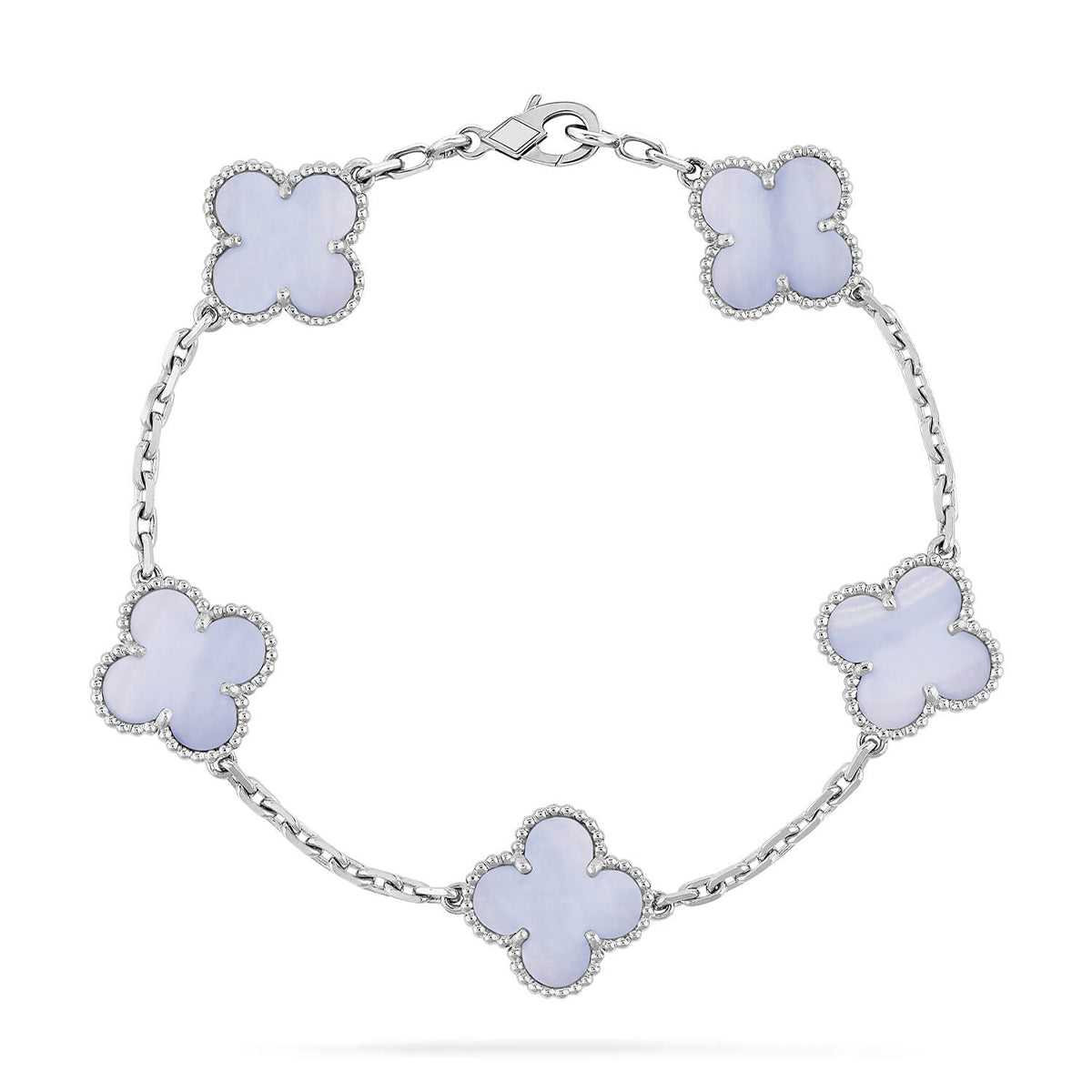 [✨ROSE💎] CLOVER 5 MOTIF PURPLE CHALCEDONY BRACELET COLLECTION