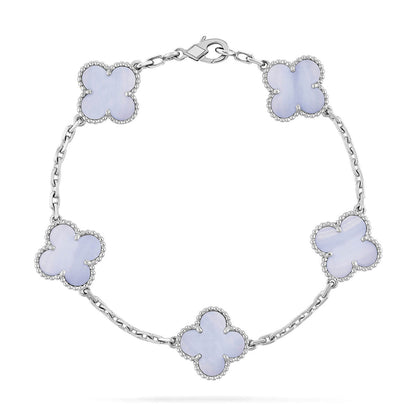 [✨ROSE💎] CLOVER 5 MOTIF PURPLE CHALCEDONY BRACELET COLLECTION