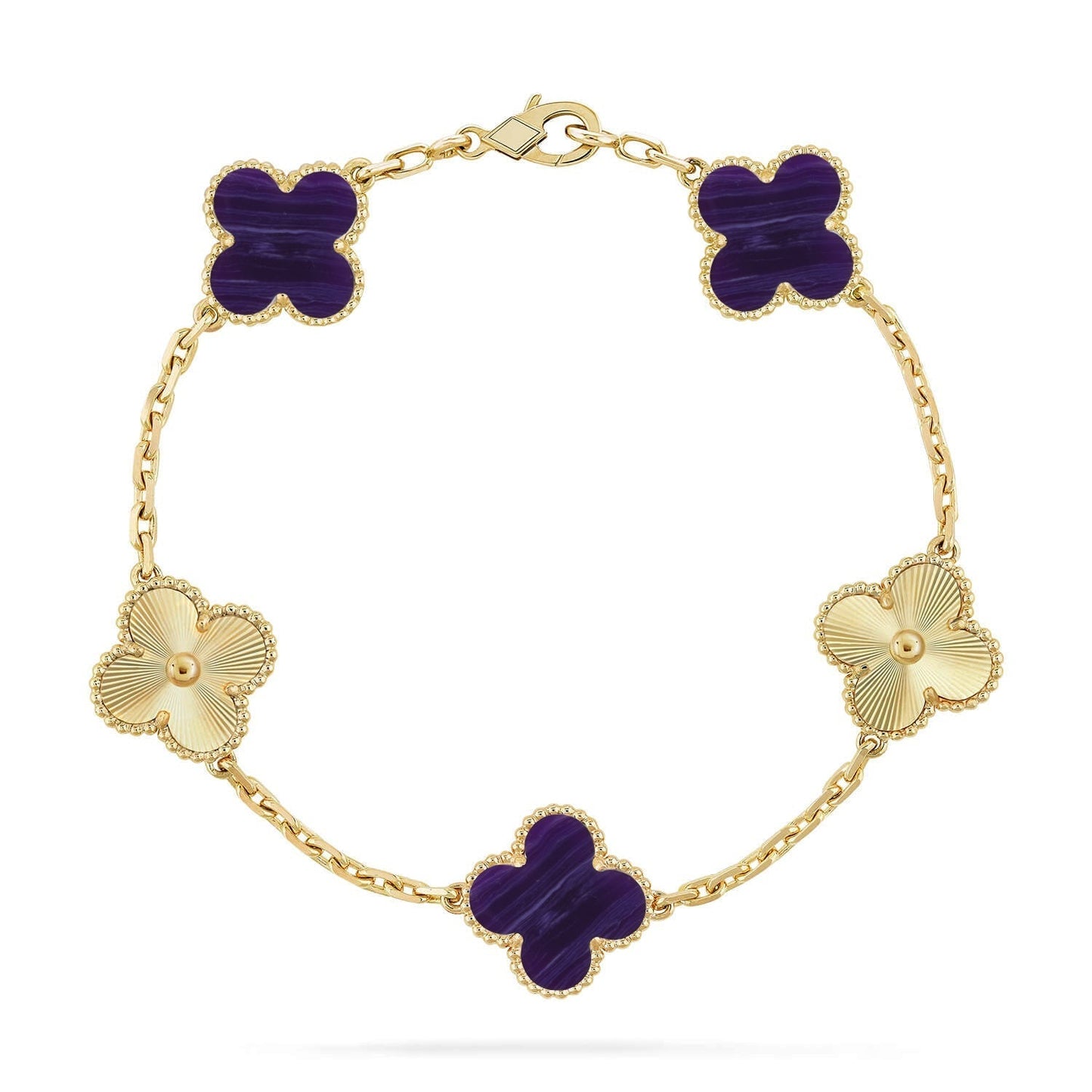 [✨ROSE💎]CLOVER 5 MOTIF PURPLE STRIPES BRACELET COLLECTION