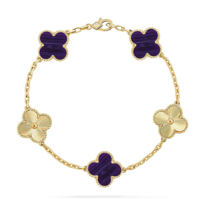 [✨ROSE💎]CLOVER 5 MOTIF PURPLE STRIPES BRACELET COLLECTION