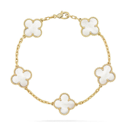 [✨ROSE💎]CLOVER WHITE PEARL MOP 5 MOTIF BRACELET COLLECTION
