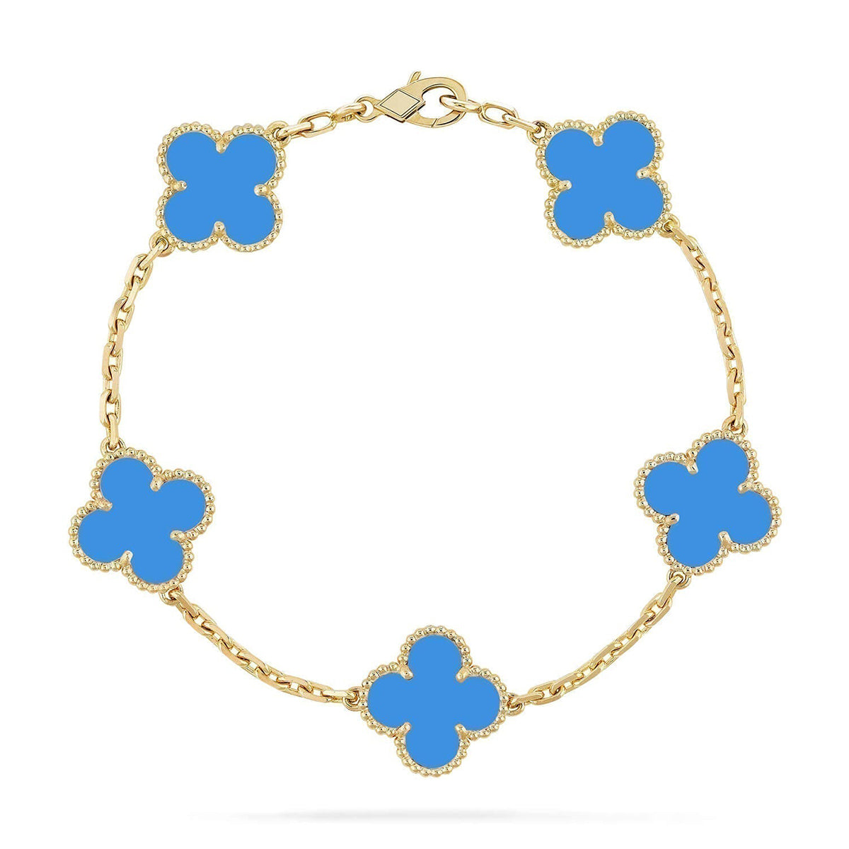[✨ROSE💎] CLOVER 5 MOTIF BLUE AGATE BRACELET COLLECTION
