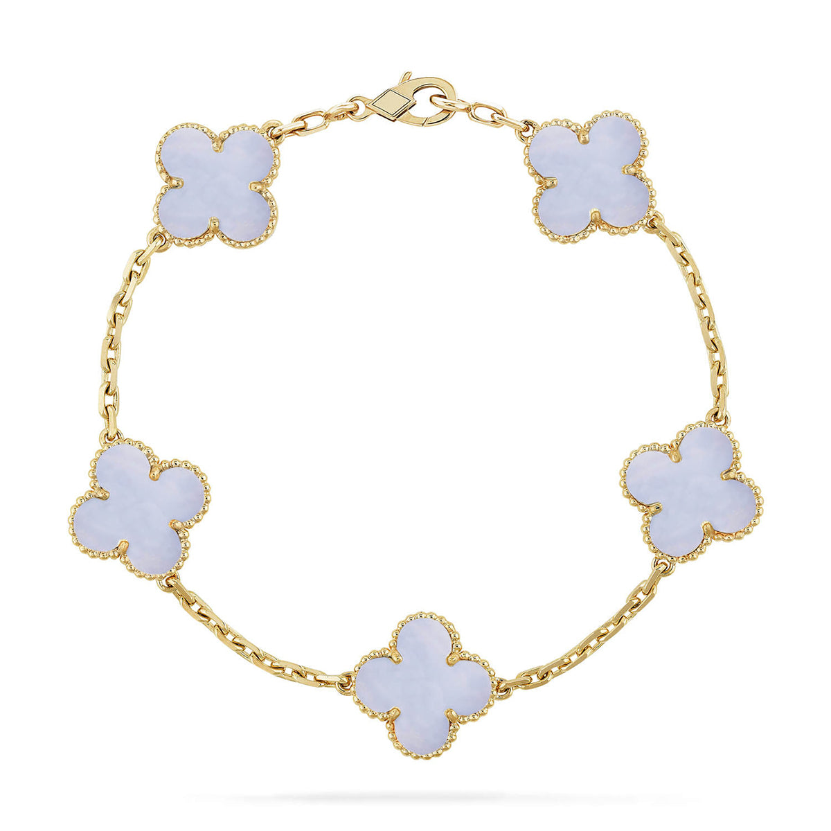 [✨ROSE💎] CLOVER 5 MOTIF PURPLE CHALCEDONY BRACELET COLLECTION