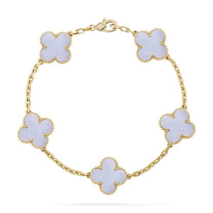 [✨ROSE💎] CLOVER 5 MOTIF PURPLE CHALCEDONY BRACELET COLLECTION