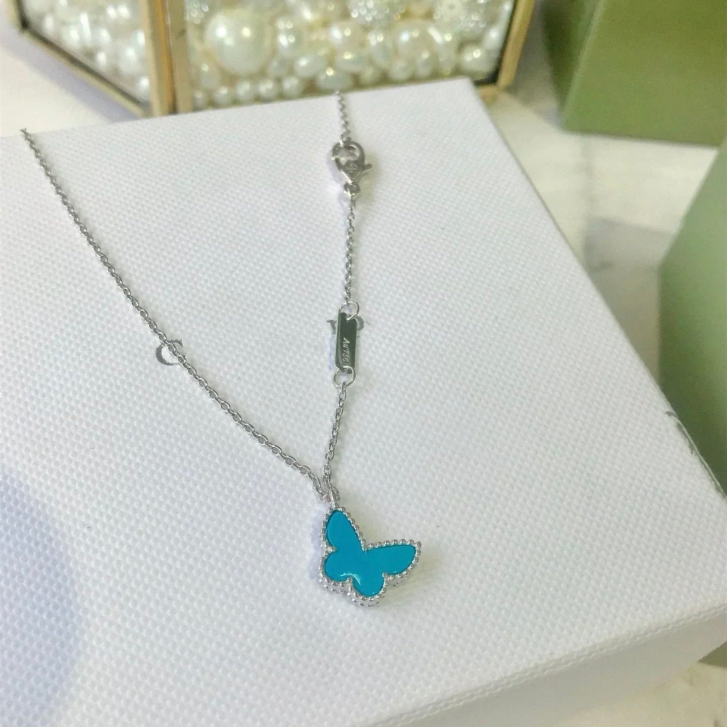 [✨ROSE💎]BUTTERFLY TURQUOISE BUTTERFLY BRACELET SILVER
