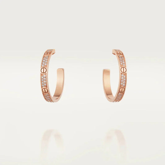 [✨ROSE💎]LOVE EARRINGS 3.6MM DIAMOND PAVED