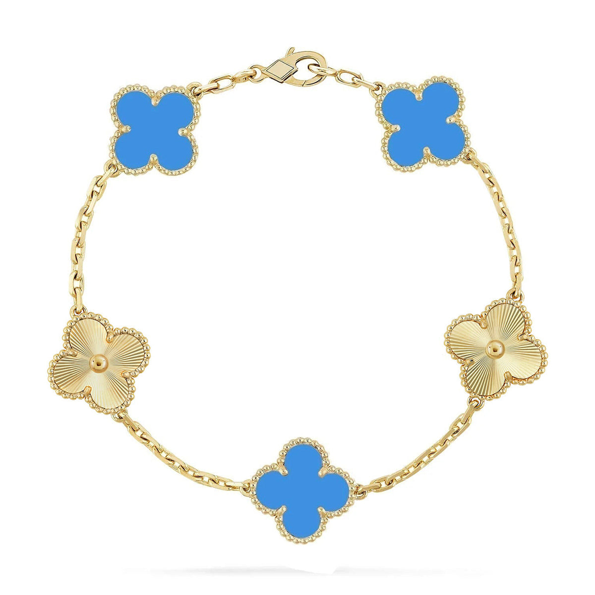 [✨ROSE💎] CLOVER 5 MOTIF BLUE AGATE BRACELET COLLECTION