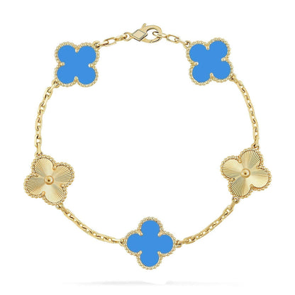 [✨ROSE💎] CLOVER 5 MOTIF BLUE AGATE BRACELET COLLECTION