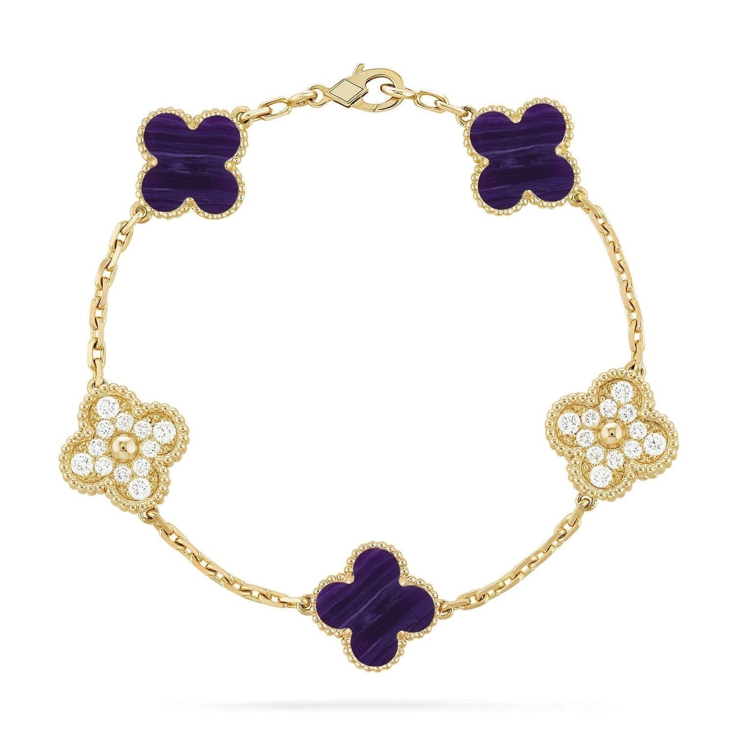 [✨ROSE💎]CLOVER 5 MOTIF PURPLE STRIPES BRACELET COLLECTION