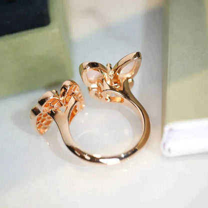 [✨ROSE💎]TWIN BUTTERFLY DIAMOND MOP RING