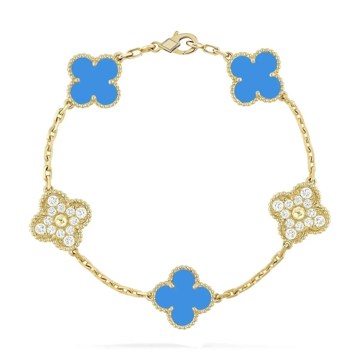[✨ROSE💎] CLOVER 5 MOTIF BLUE AGATE BRACELET COLLECTION