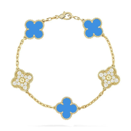 [✨ROSE💎] CLOVER 5 MOTIF BLUE AGATE BRACELET COLLECTION