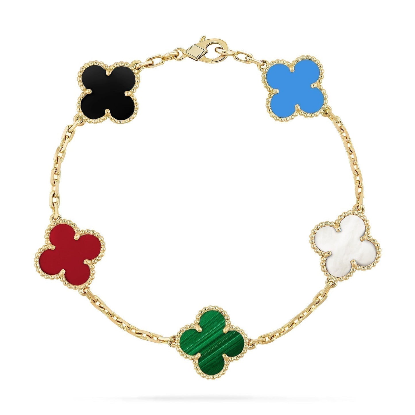 [✨ROSE💎]CLOVER 5 MOTIFS MULTICOLOR BRACELET