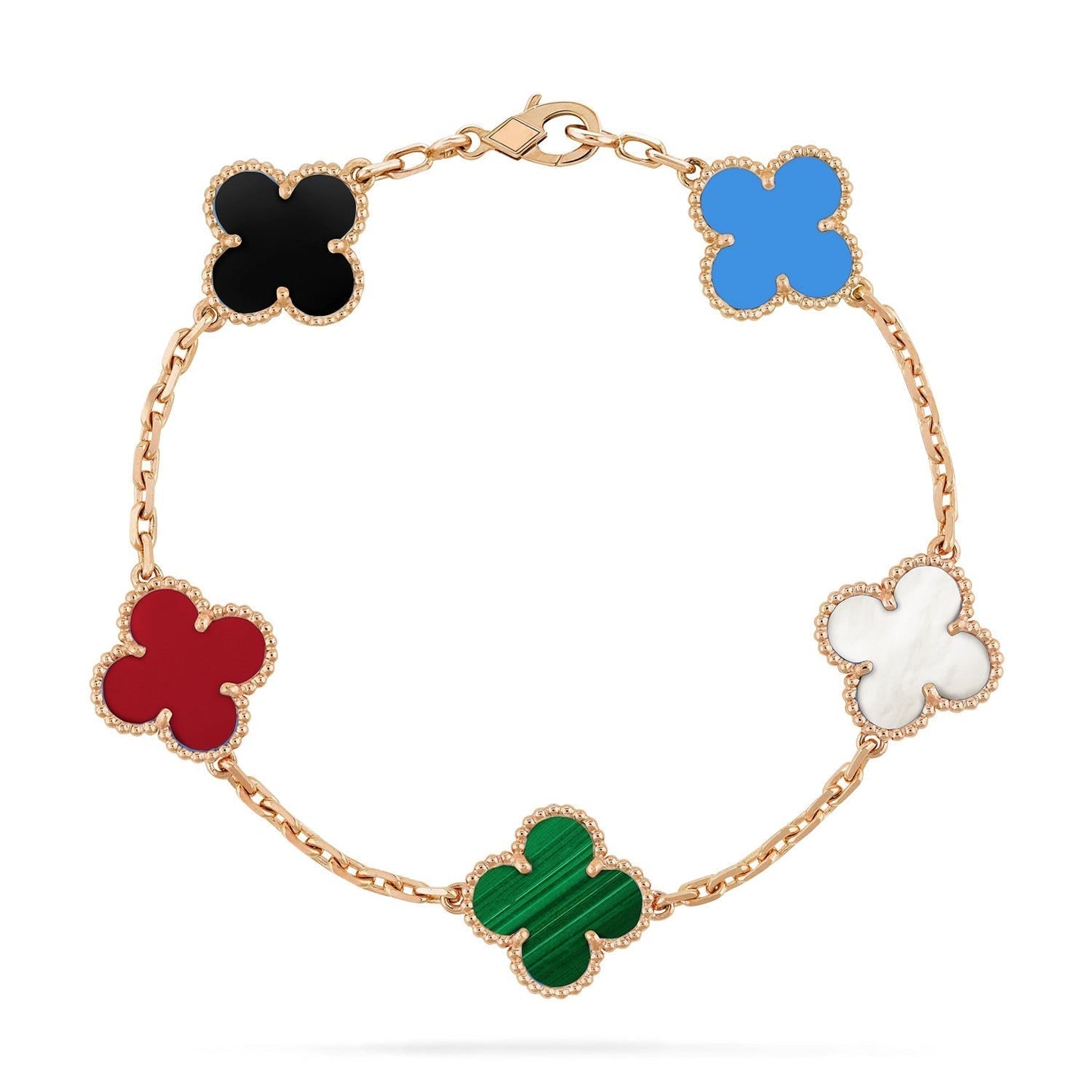 [✨ROSE💎]CLOVER 5 MOTIFS MULTICOLOR BRACELET