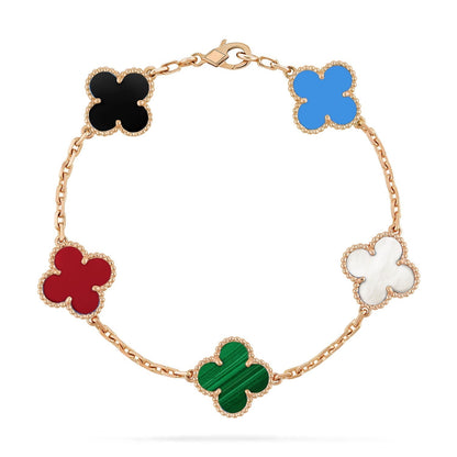 [✨ROSE💎]CLOVER 5 MOTIFS MULTICOLOR BRACELET