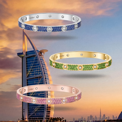 [✨ROSE💎]2026 PAVE GEMSTONE LOVE BRACELET 6.1MM 10 DIAMONDS