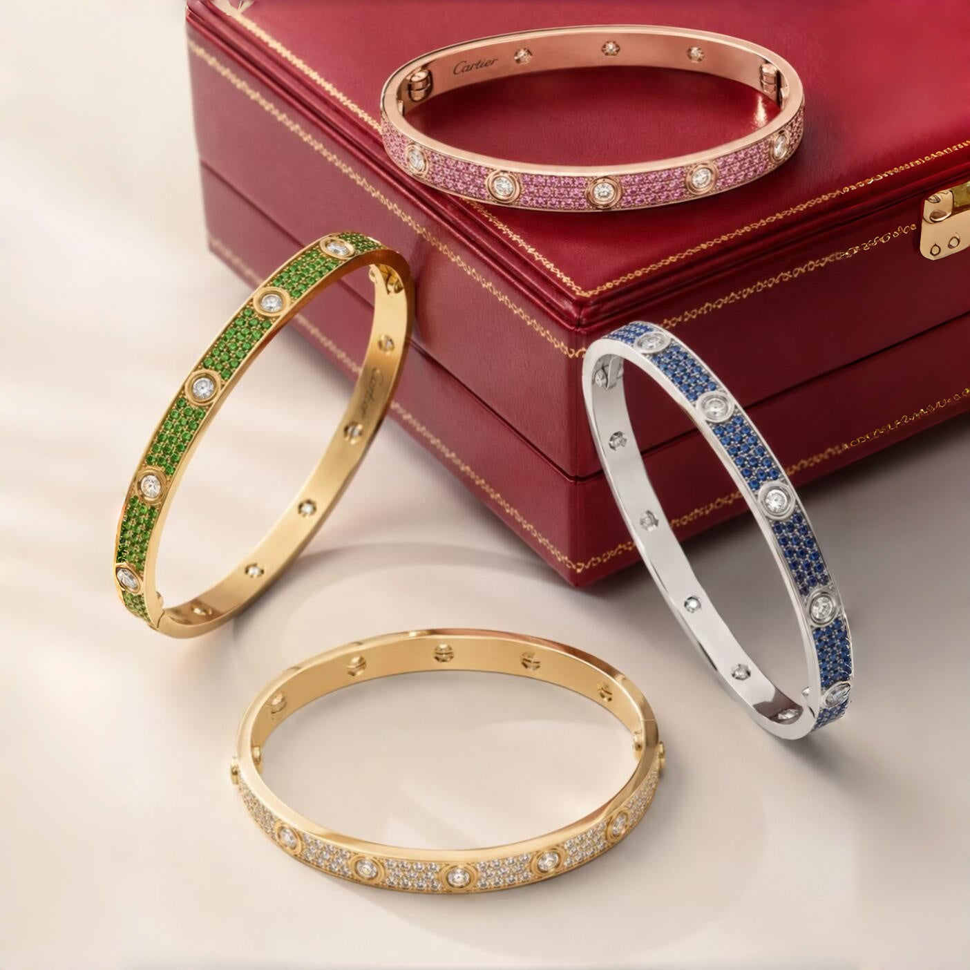 [✨ROSE💎]2026 PAVE GEMSTONE LOVE BRACELET 6.1MM 10 DIAMONDS