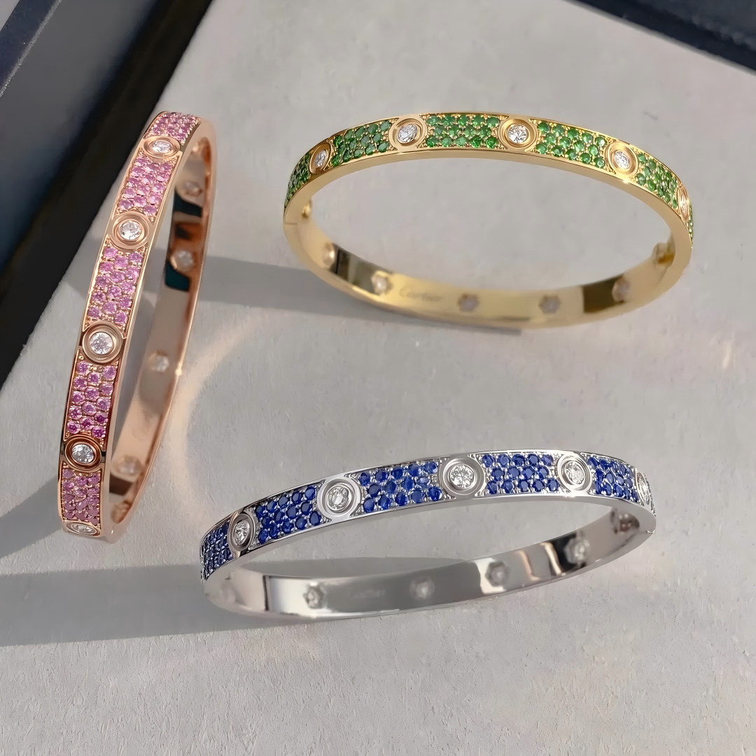 [✨ROSE💎]2026 PAVE GEMSTONE LOVE BRACELET 6.1MM 10 DIAMONDS