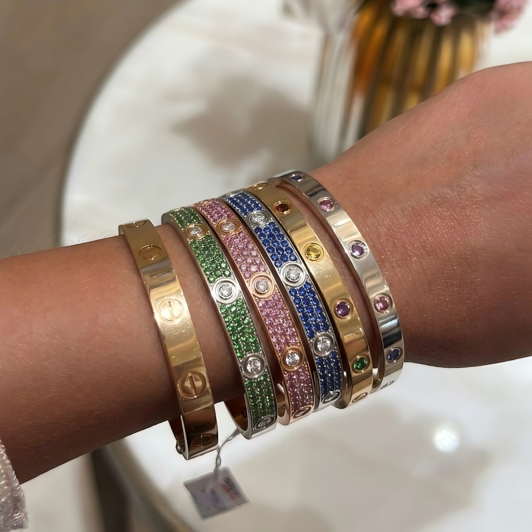 [✨ROSE💎]2026 PAVE GEMSTONE LOVE BRACELET 6.1MM 10 DIAMONDS