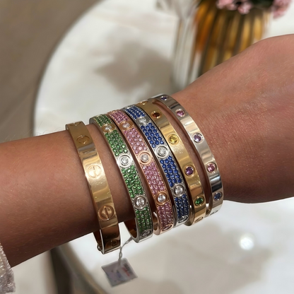 [✨ROSE💎]2026 PAVE GEMSTONE LOVE BRACELET 6.1MM 10 DIAMONDS
