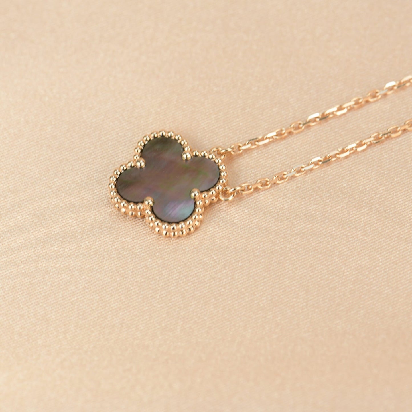 [✨ROSE💎]CLOVER 15MM  GRAY MOTHER OF PEARL NECKLACE