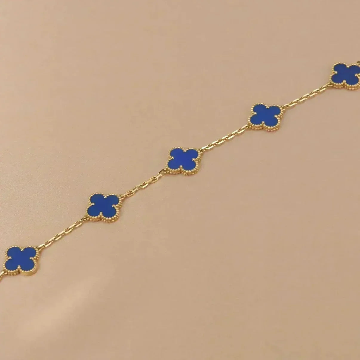 [✨ROSE💎] CLOVER 5 MOTIF BLUE AGATE BRACELET COLLECTION