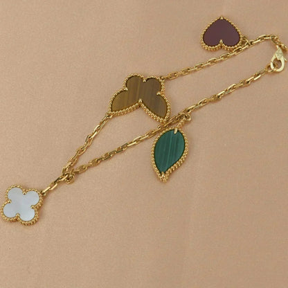 [✨ROSE💎]LUCKY SPRING 5 MOTIF GOLD BRACELET