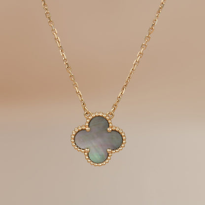 [✨ROSE💎]CLOVER 15MM  GRAY MOTHER OF PEARL NECKLACE