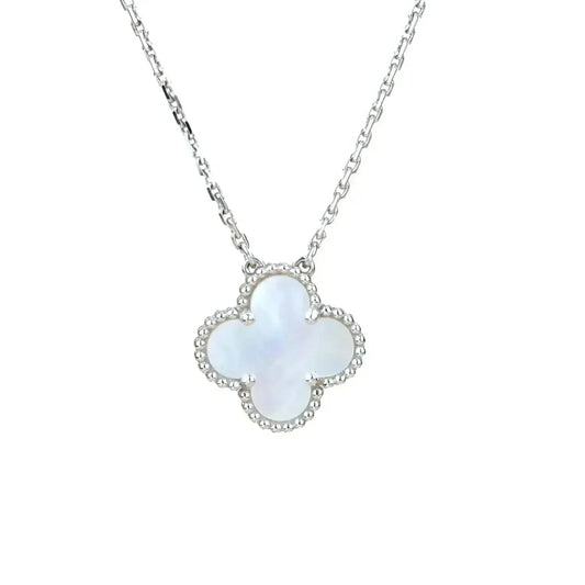 [✨ROSE💎]CLOVER  15MM WHITE MOTHER-OF-PEARL SILVER