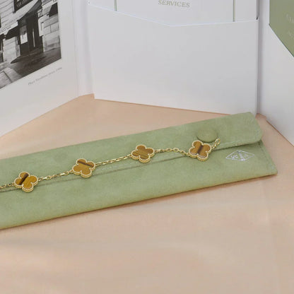 [✨ROSE💎] CLOVER 5 MOTIFS TIGER EYE BRACELET COLLECTION