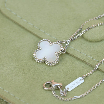 [✨ROSE💎]CLOVER  15MM WHITE MOTHER-OF-PEARL SILVER