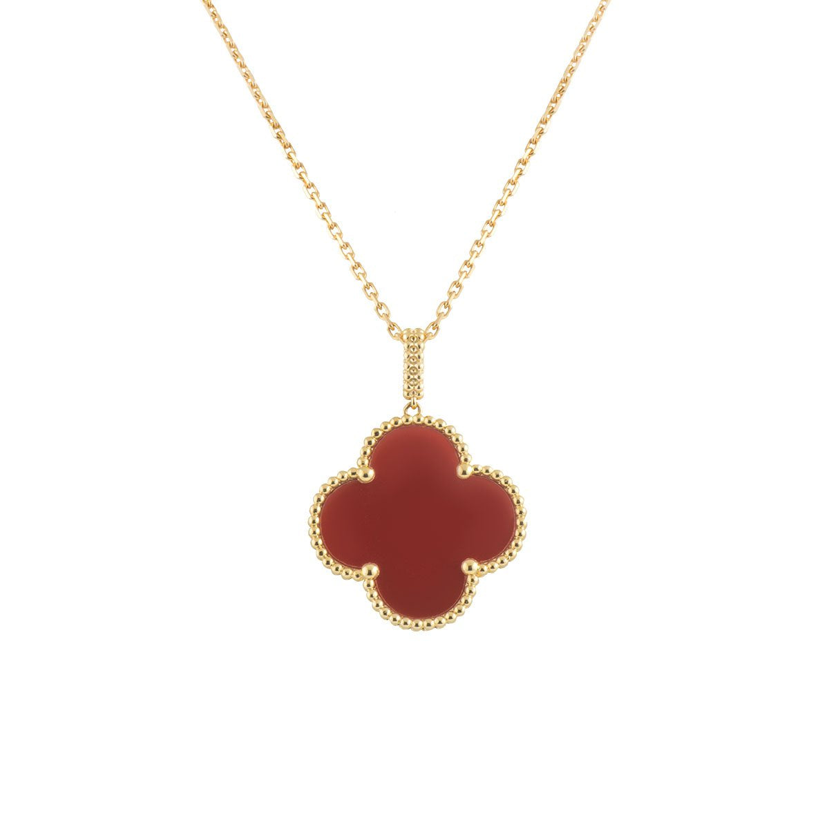 [✨ROSE💎]CLOVER 25MM NECKLACE GOLD CARNELIAN