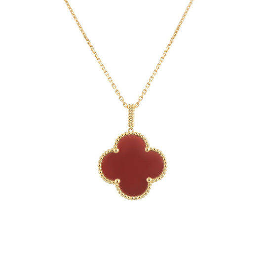 [✨ROSE💎]CLOVER 25MM NECKLACE GOLD CARNELIAN