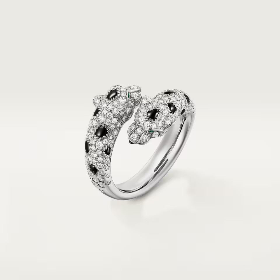 [✨ROSE💎]PANTHERE DOUBLE HEADED FULL DIAMOND  RING