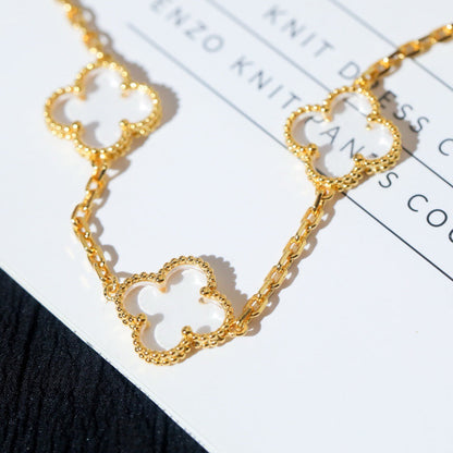 [✨ROSE💎]CLOVER 5 MOTIF ROCK CRYSTAL BRACELET