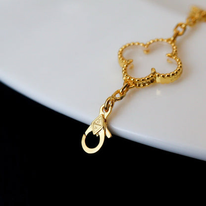 [✨ROSE💎]CLOVER 5 MOTIF ROCK CRYSTAL BRACELET
