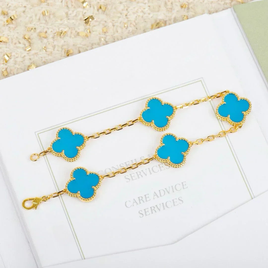[✨ROSE💎] CLOVER 5 MOTIF TURQUOISE BRACELET COLLECTION