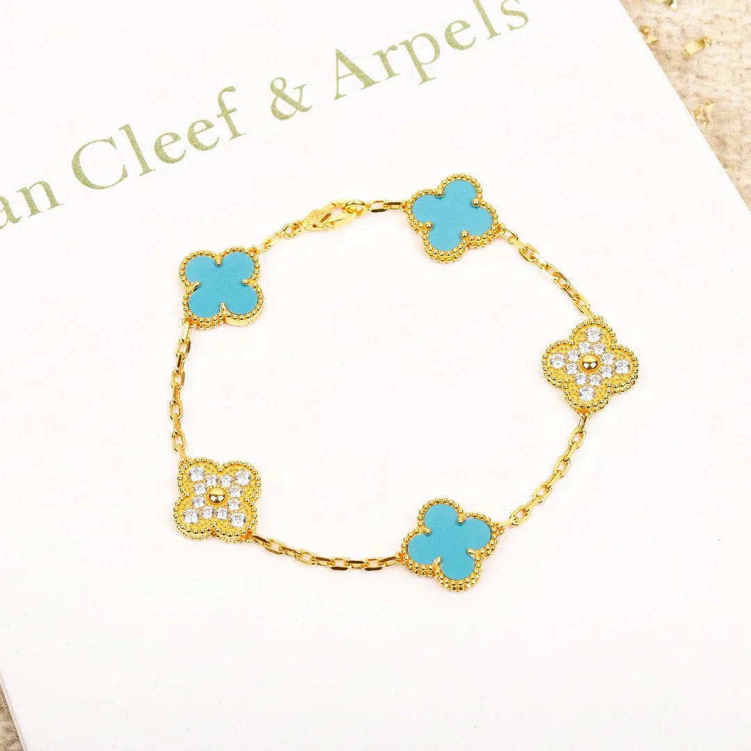 [✨ROSE💎] CLOVER 5 MOTIF TURQUOISE BRACELET COLLECTION