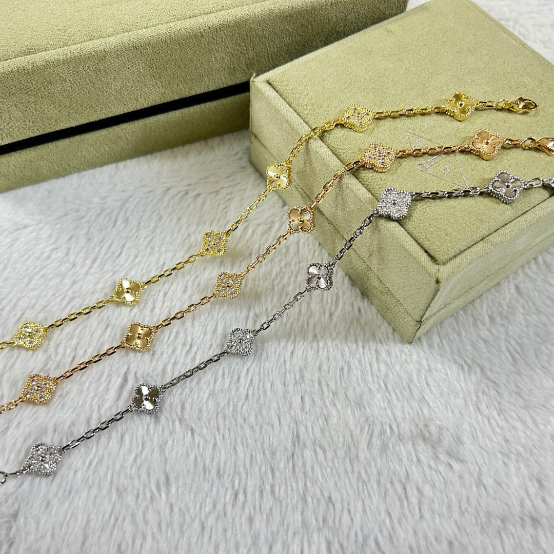 [✨ROSE💎]CLOVER 6 MOTIF DIAMOND LASER BRACELET