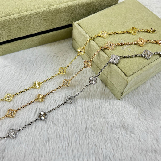 [✨ROSE💎]CLOVER 6 MOTIF DIAMOND LASER BRACELET