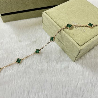 [✨ROSE💎]CLOVER 6 MOTIF MALACHITE BRACELET