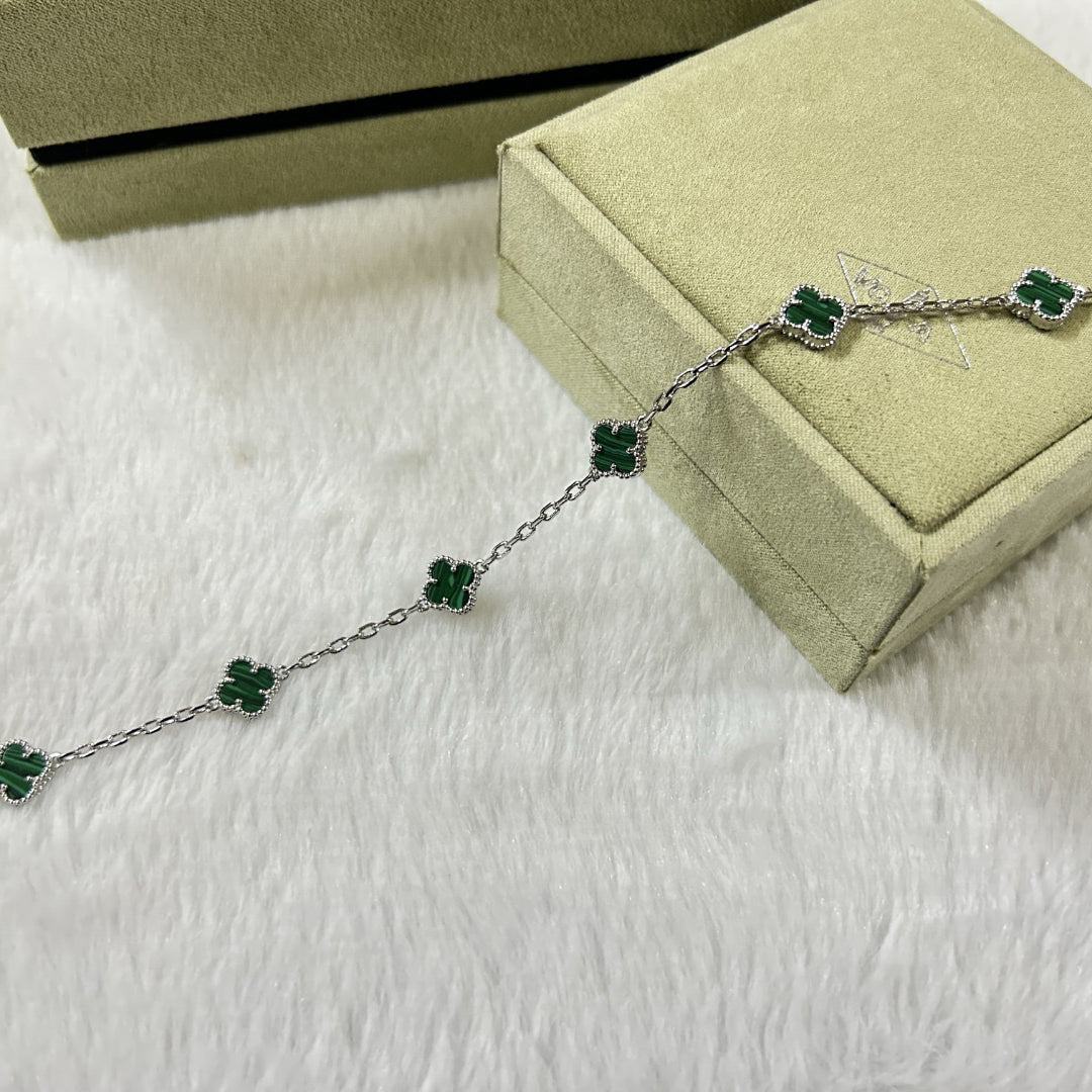 [✨ROSE💎]CLOVER 6 MOTIF MALACHITE BRACELET
