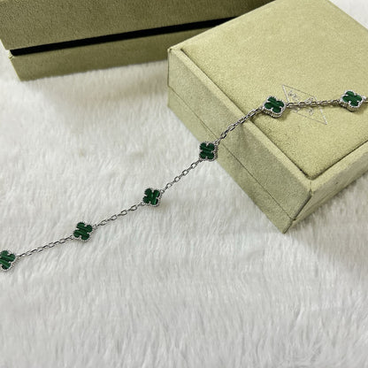 [✨ROSE💎]CLOVER 6 MOTIF MALACHITE BRACELET