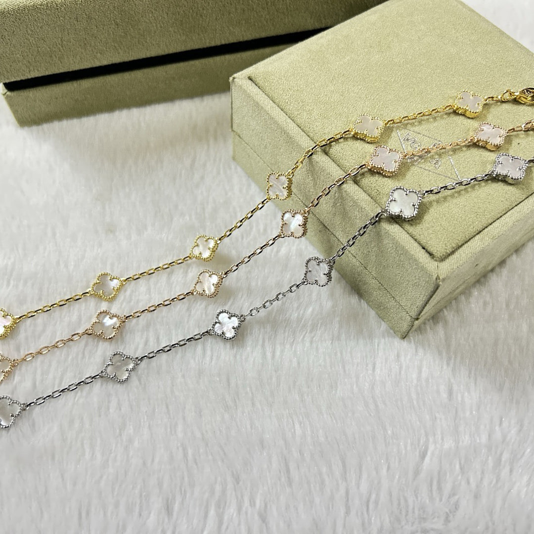 [✨ROSE💎]CLOVER 6 MOTIF WHITE MOP BRACELET