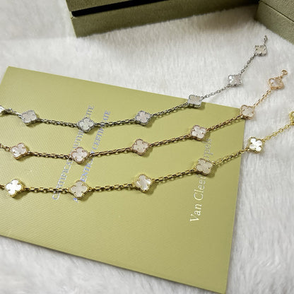 [✨ROSE💎]CLOVER 6 MOTIF WHITE MOP BRACELET